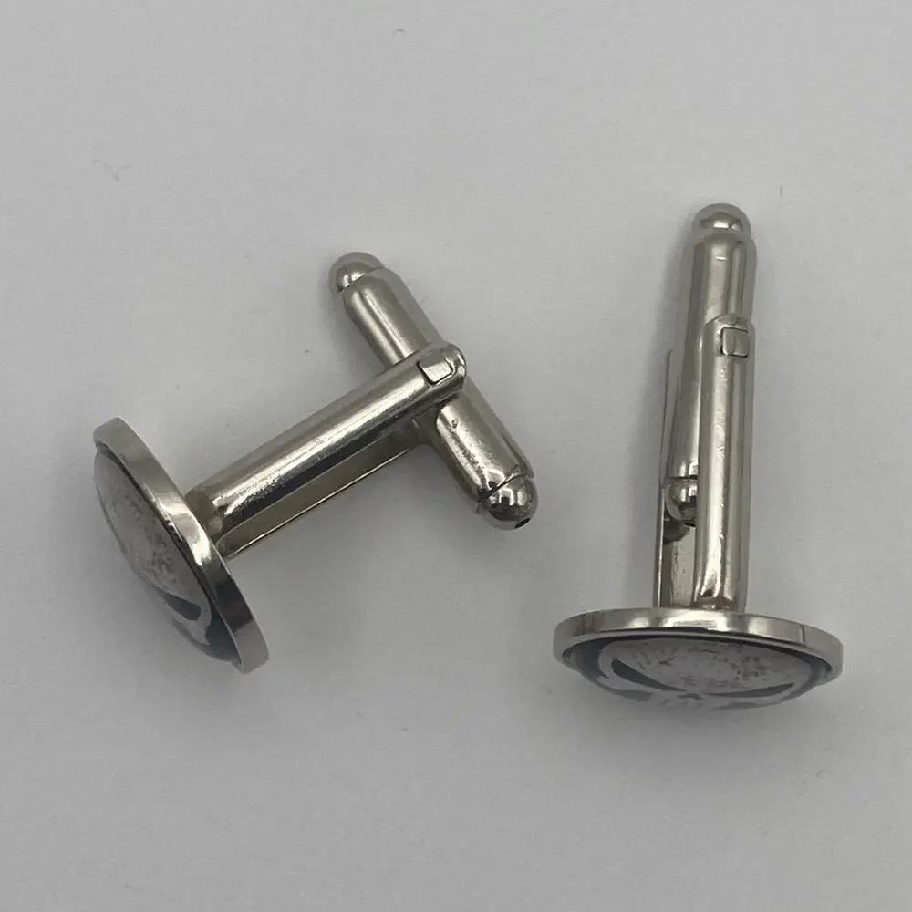 Marvel Comics THE PUNISHER Silvertone / Black Cuff Link Cufflinks Gothic Skull
